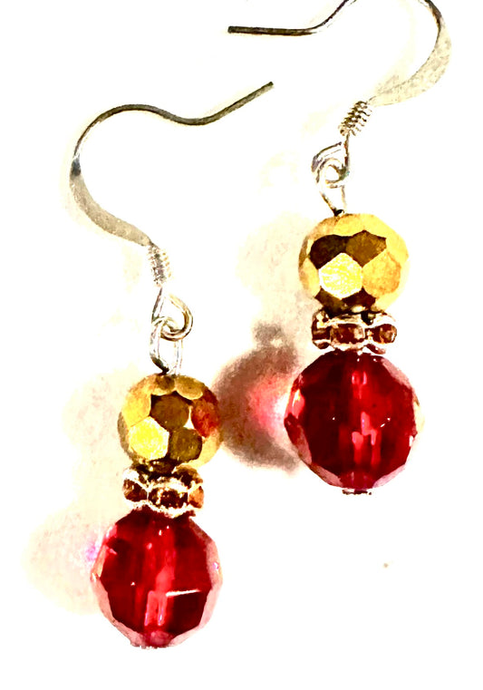 Red and Gold Holiday Earrings