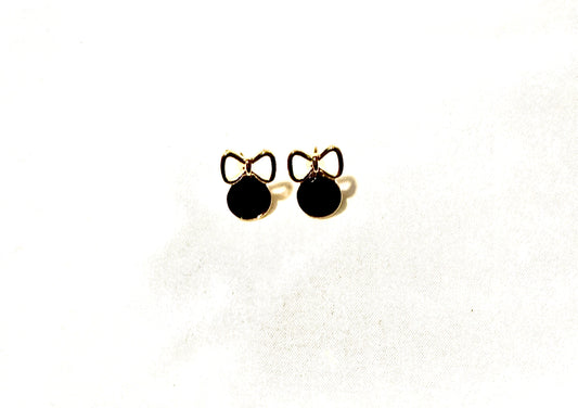 Black and gold bow earrings