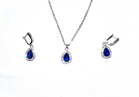 Blue Sapphire, Diamond Necklace Set
