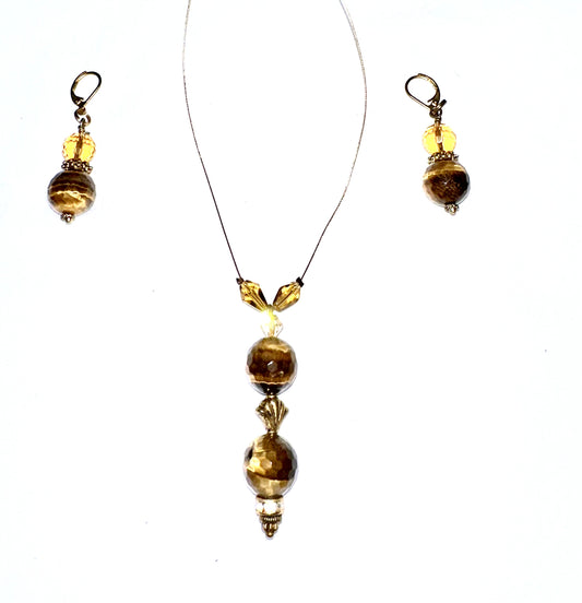Yellow and brown Necklace Set