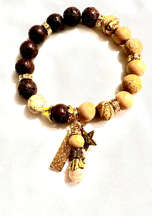 Beautiful angel brown and tan beaded bracelet made with love