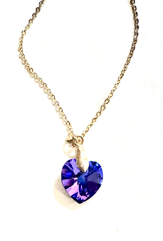 Purple crystal pendent 18 in necklace