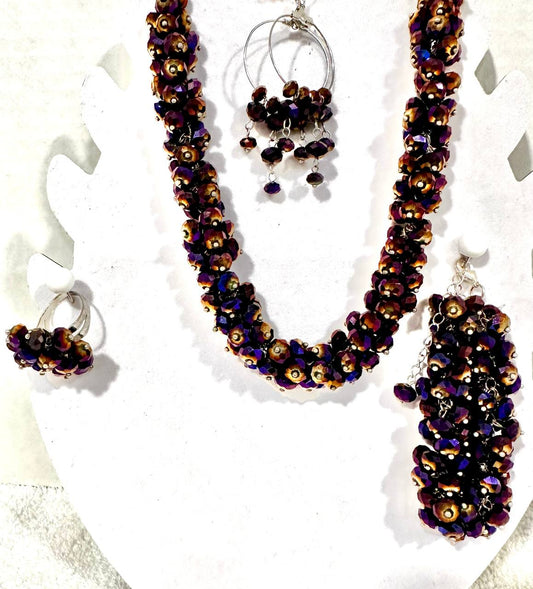 Purple Necklace & bracelet set Holiday 3